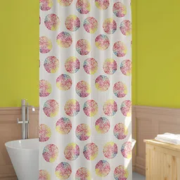 ArtzFolio Cream-Coloured & Red Geometric Printed Waterproof Shower Curtains-16