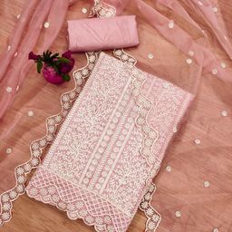 rangtulika ethnics Rangtulika Floral Embroidered Thread Work Modal Chanderi Unstitched Dress Material-picture-42