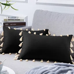 Cottonfry Black & Cream-Coloured Pure Cotton Rectangle Cushion Covers-25