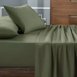 MASPAR 100% Cotton Solid Single Bed Bedsheet With 1 Pillow Case- 152x224CM-picture-42