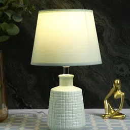 TAYHAA Green Textured Ceramic Contemporary Frustum Shaped Table Lamp-18