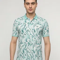Crocodile Men Abstract Printed Polo Collar Cotton Slim Fit T-Shirt-image-13
