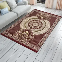Furnishing Hut Maroon Ethnic Motifs Anti-Skid Cotton Carpet-picture-17