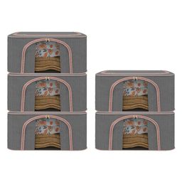 Kuber Industries Grey 5 Pieces Reusable Foldable Drawer Organisers With Handles 66Ltr-88
