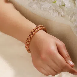Jazz and Sizzle Set Of 2 18K Gold-Plated Ruby Studded Bangles image 3