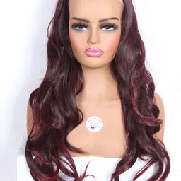 RITZKART Halo Curly Toupee Hair Extension- Burgundy- 28 Inch-image-28