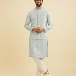 Manyavar Men Embroidered Regular Sequinned Kurta with Pyjamas And Nehru Jacket-picture-4