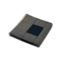 Fabindia Navy Blue & Beige Cotton 570 GSM Woven Ladder Striped Towel-13