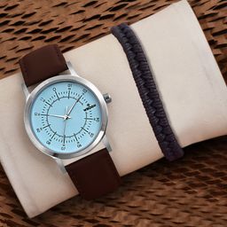 WROGN Men Analog Watch & Leather Bracelet Gift Set-40