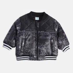 MINI KLUB Boys Geometric Printed Lightweight Crop Pure Cotton Puffer Jacket-image-5