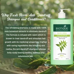 biotique Fresh Neem Anti Dandruff Shampoo & Conditioner | Controls Dandruff & Dryness image 3