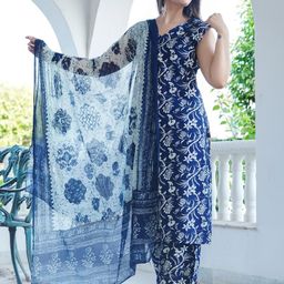 Dhibha Women Blue Cotton Blend Clothing Set-picture-43