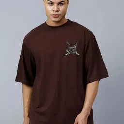 CODE OF HONOUR Monster Inside Printed Drop-Shoulder Sleeves Cotton Oversized T-shirt-picture-28