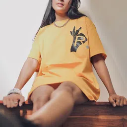 BANGS AND CRACKLES Typography Drop Shoulder Pure Cotton Dual Fusion Oversized Fit T-shirt-image-63