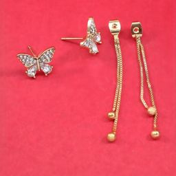 Gold Butterfly Dangle Drop Earrings-image-5