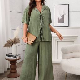 DressBerry Shirt Collar Neck Shirt With Palazzos Co-Ords-image-39