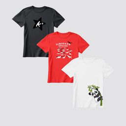 Boys Printed Cotton Blend Regular T Shirt (Multicolor, Pack of 3)-18