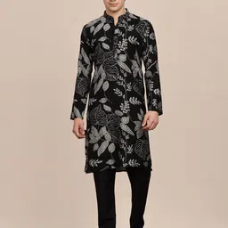 Anouk Floral Printed Mandarin Collar Cotton Straight Kurta-image-96