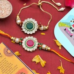 CraftVatika Rakhi for Brother Bhabhi Gift Combo with Fridge Magnet-46
