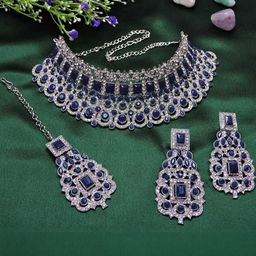 VATSALYA creation Rhodium-Plated Artificial Stones Alloy Jewellery Set-image-12