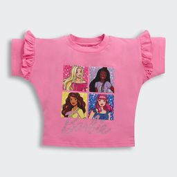 Tiny Girl Graphic Print Flutter Sleeve Top-25
