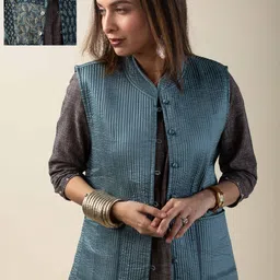 KUSVAA Women Striped Reversible Quilted Jacket-picture-18