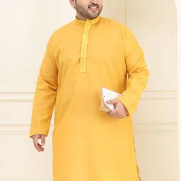 SOJANYA PLUS Checked Woven Design Mandarin Collar Straight Cotton Kurta-image-11
