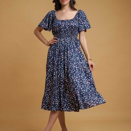 R.Code by The Roadster Life Co. Women Floral Print Flared Sleeve Layered Crepe Midi Dress-image-54