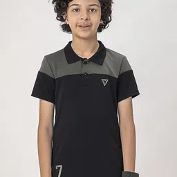 Technosport Boys Colourblocked Polo Collar UPF50 Slim Fit T-shirt-56