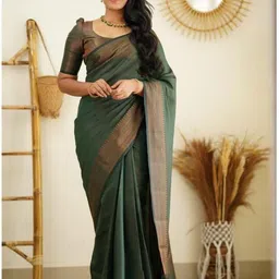 VILLE FASHION Woven Design Zari Kanjeevaram Saree-picture-23