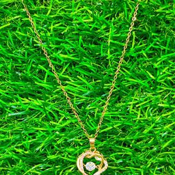Cazines Stainless Steel Gold-Plated Artificial Stones Studded Pendant With Chain-39