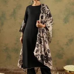 Indo Era Round Neck Straight Kurta With Trousers & Dupatta-picture-54