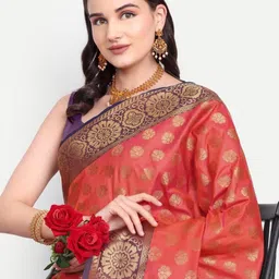 jayant creation Orange Art Silk Barasi Sarees-picture-19