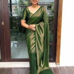VILLE FASHION Woven Design Zari Kanjeevaram Saree-10