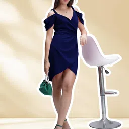 ZELZIS Puff Sleeve Applique Crepe Mini Dress-picture-8