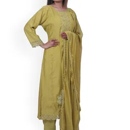 Wavy Collection Floral Embroidered Sequinned Straight Kurta with Trouser & Dupatta-26