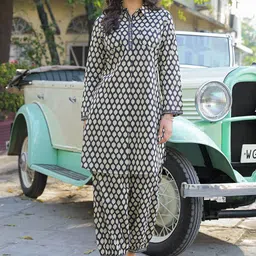 Divena Floral Printed Shirt Collar Pure Cotton Straight Kurta With Salwar-picture-10