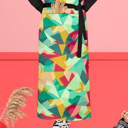 ArtzFolio Green & Red Cotton Printed Waist to Feet Apron-11