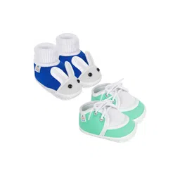 NESKA MODA 0 To 6 Month 2 Pair Set Newborn Baby Unisex Soft Skin-Friendly Cotton Lace Shoes Booties-image-83