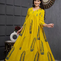 TARANJAL Women Floral Printed Anarkali Kurta-image-19