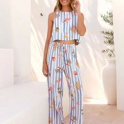 JC Mode Printed Sleeveless Crop Top With Trouser-picture-23