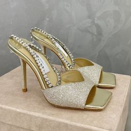 Ozzaro Women Embellished Crystal Link Slim Heel Sandals-29