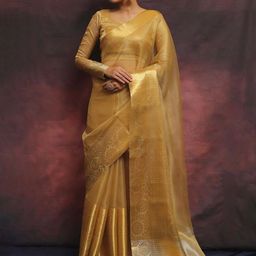 yourwish Checked Zari Tissue Kota Saree-picture-35