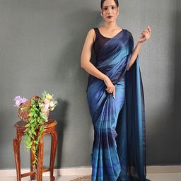 Rangtulika Ethnics Striped Poly Georgette Ready to Wear Saree-image-87