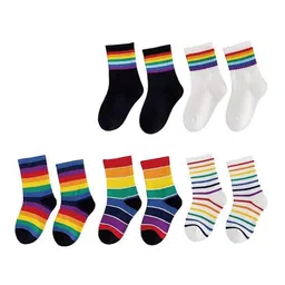 MOMISY Kids Pack Of 5 Striped Anti-Skid Ankle-Length Socks-15
