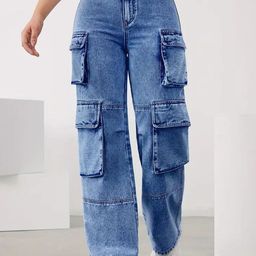 DressBerry Women Comfort Wide Leg High-Rise Light Fade Acid Wash Stretchable Jeans-image-82
