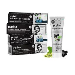 Perfora Set Of 4 Activated Charcoal SLS Free Fluoride Toothpaste - 100g Each-2