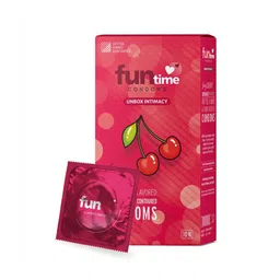 Funtime Set Of 4 Cherry Flavor Long Lasting Dotted And Ribbed Condoms - 10 Pcs Each-58