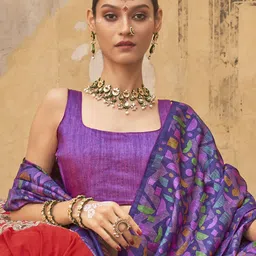 Anouk Silk Blend Block Print Saree image 2