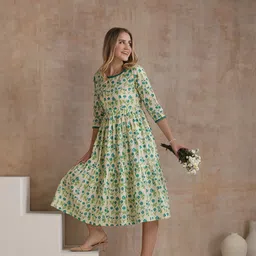 Khushal K Women Floral Print Tiered Fit & Flare Midi Dress-image-28